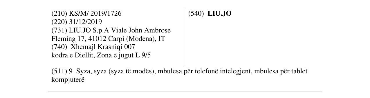Zëri i markës LIU.JO në buletin