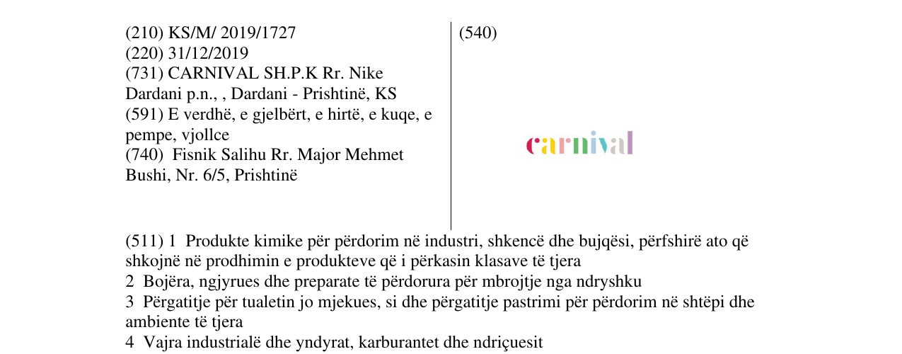 Zëri i markës carnival në buletin