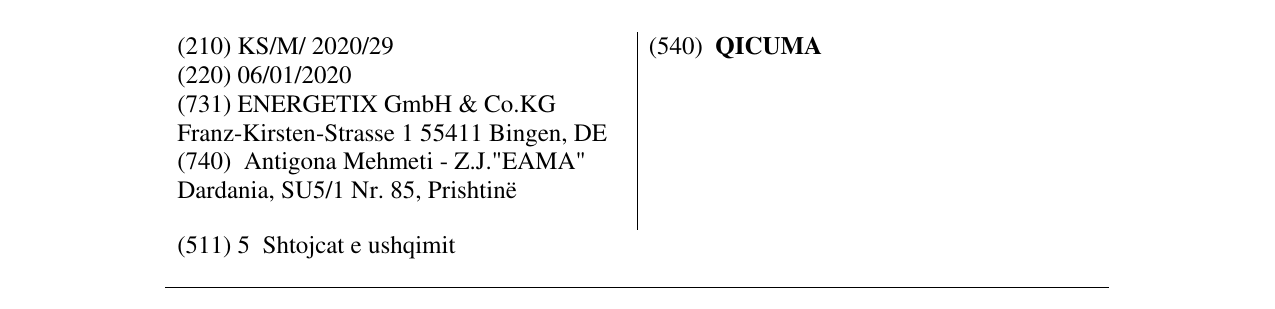 Zëri i markës QICUMA në buletin