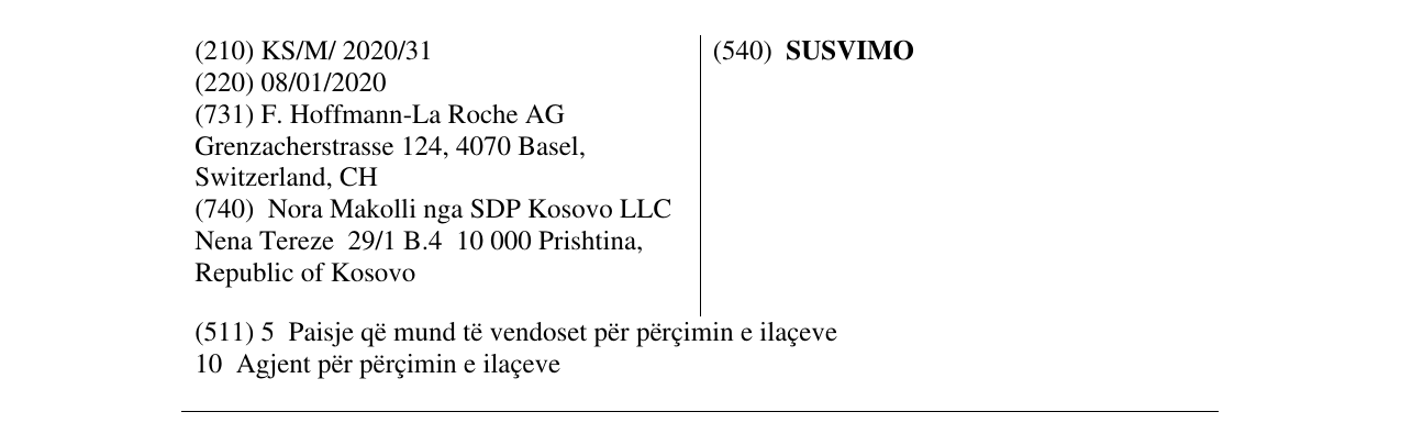 Zëri i markës SUSVIMO në buletin