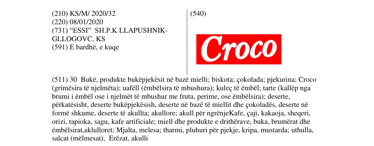 Zëri i markës Croco në buletin