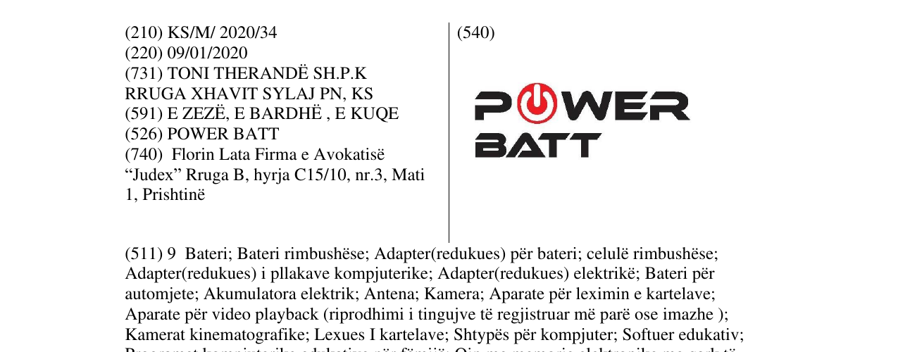 Zëri i markës POWER BATT në buletin