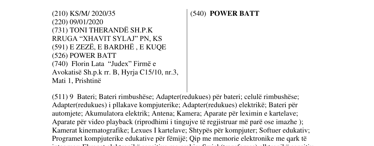Zëri i markës POWER BATT në buletin