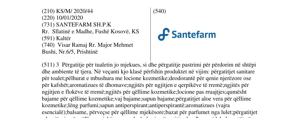 Zëri i markës SANTEFARM në buletin