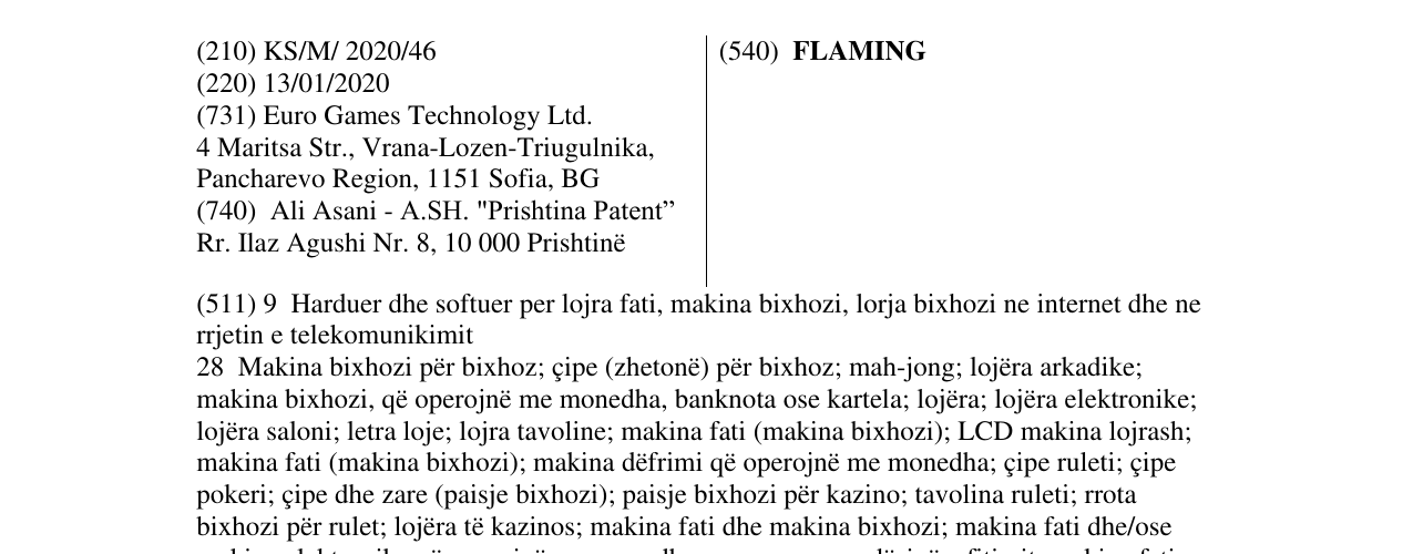 Zëri i markës FLAMING në buletin