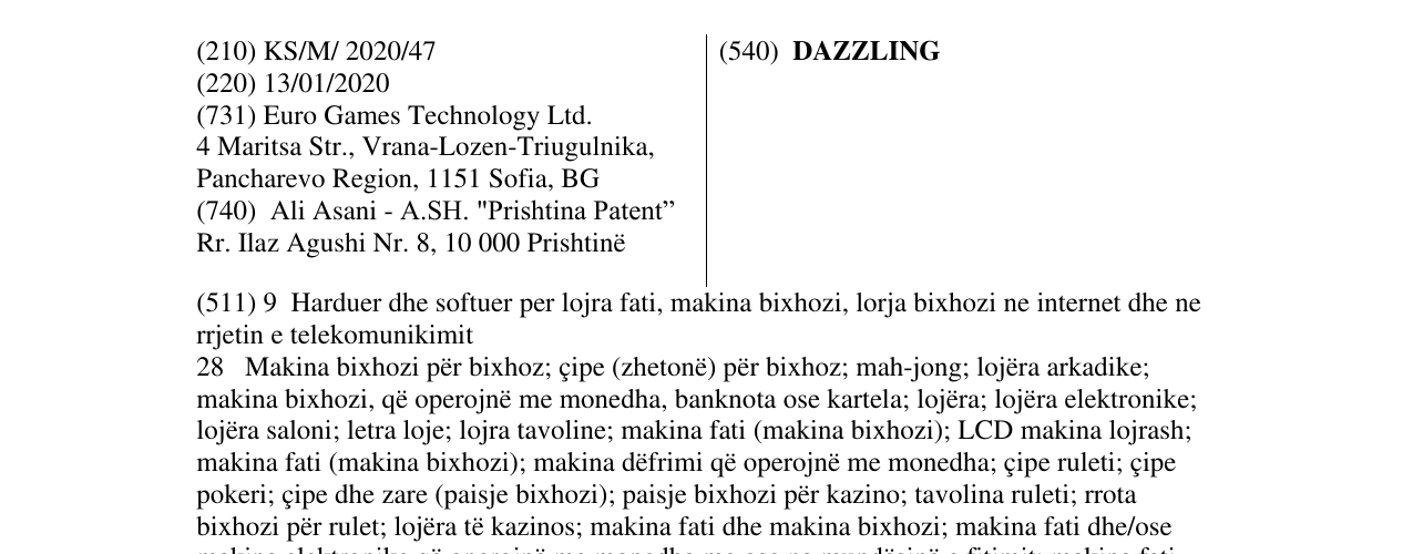 Zëri i markës DAZZLING në buletin