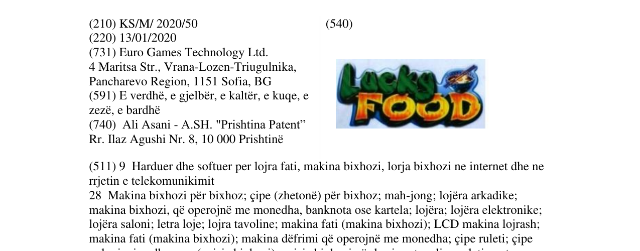 Zëri i markës Lucky Food në buletin