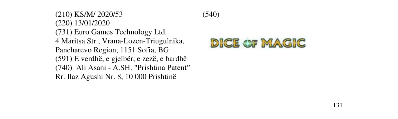 Zëri i markës DICE OF MAGIC në buletin
