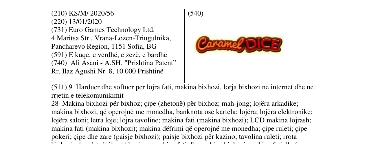 Zëri i markës CaramelDICE në buletin
