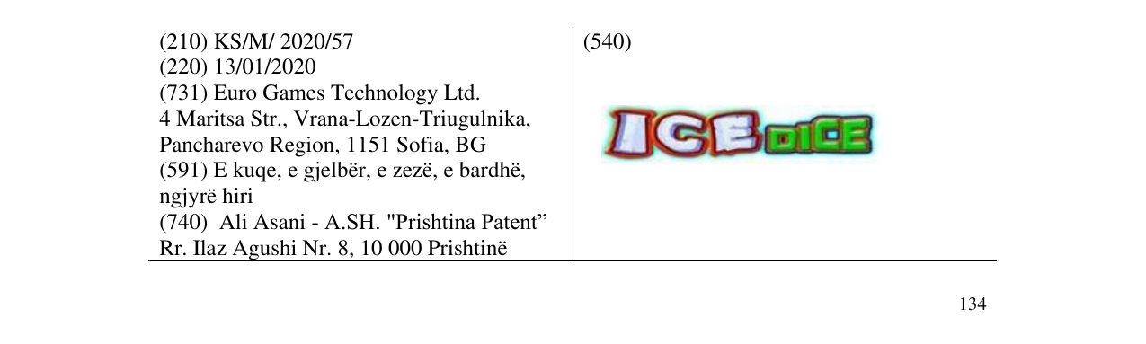 Zëri i markës ICE DICE në buletin