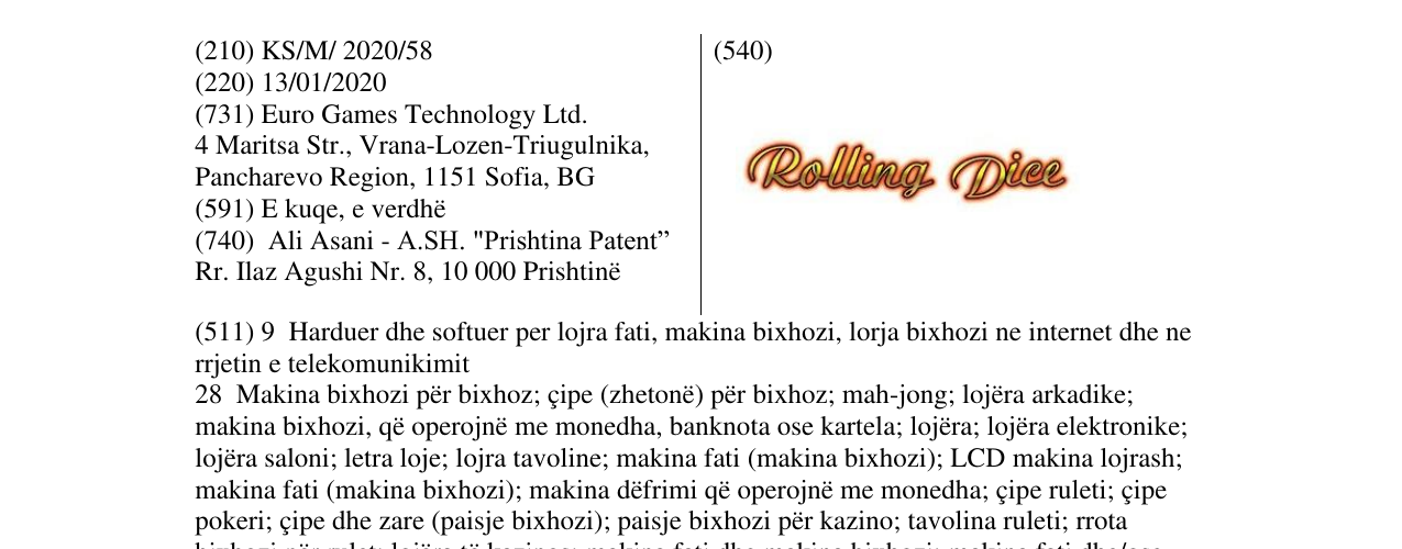 Zëri i markës Rolling Dice në buletin