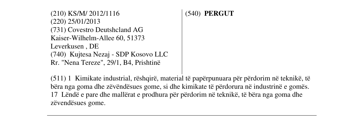 Zëri i markës PERGUT në buletin