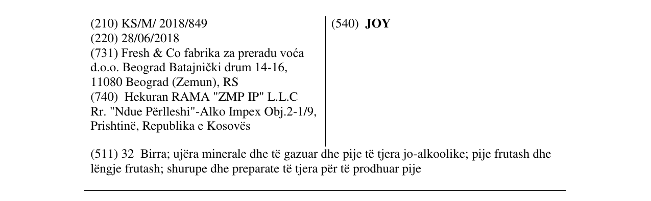 Zëri i markës JOY në buletin