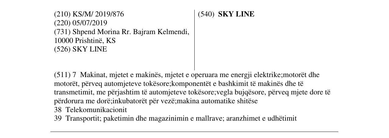 Zëri i markës SKY LINE në buletin
