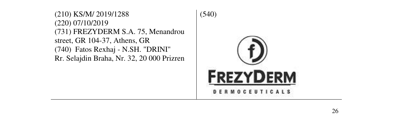 Zëri i markës FREZYDERM në buletin