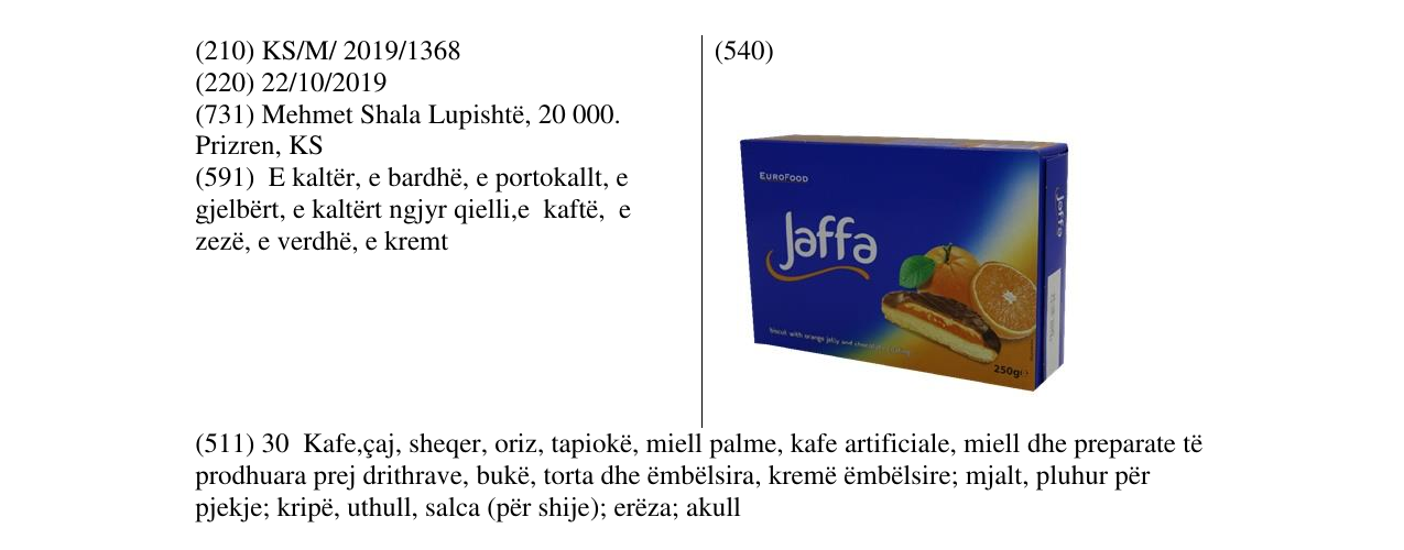 Zëri i markës Jaffa në buletin