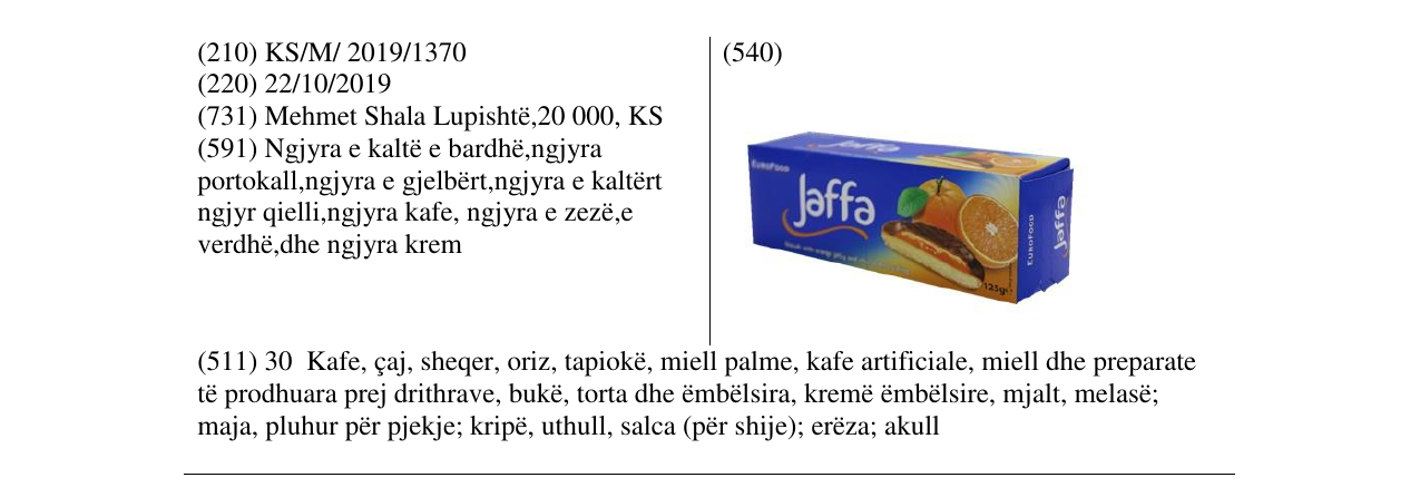 Zëri i markës Jaffa në buletin