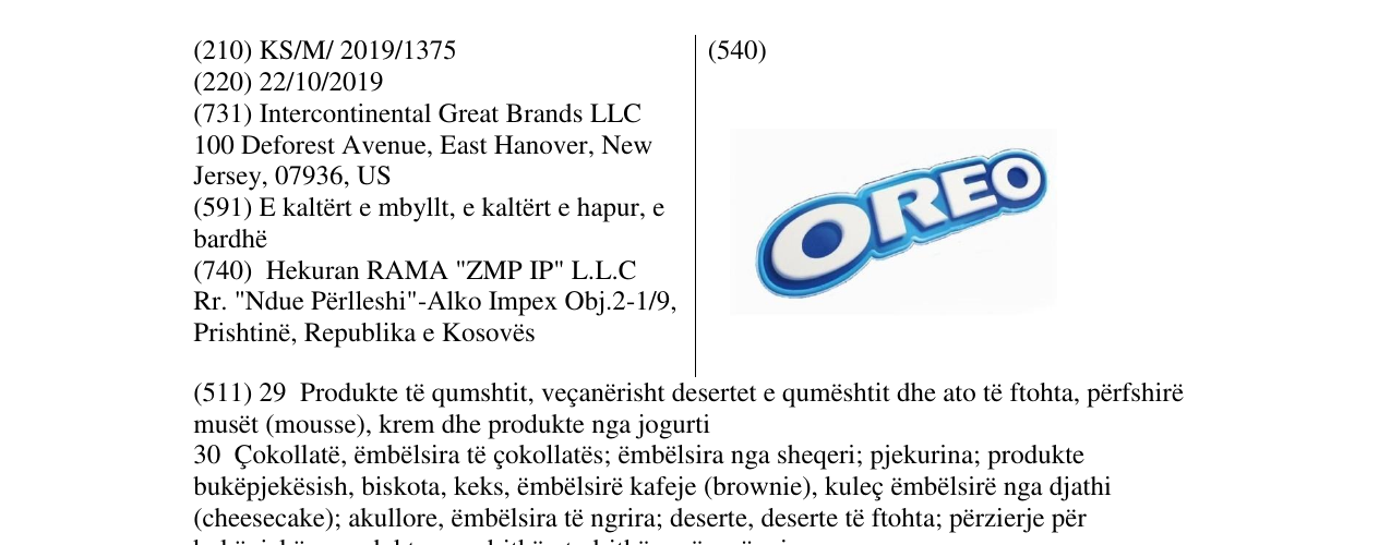 Zëri i markës OREO në buletin