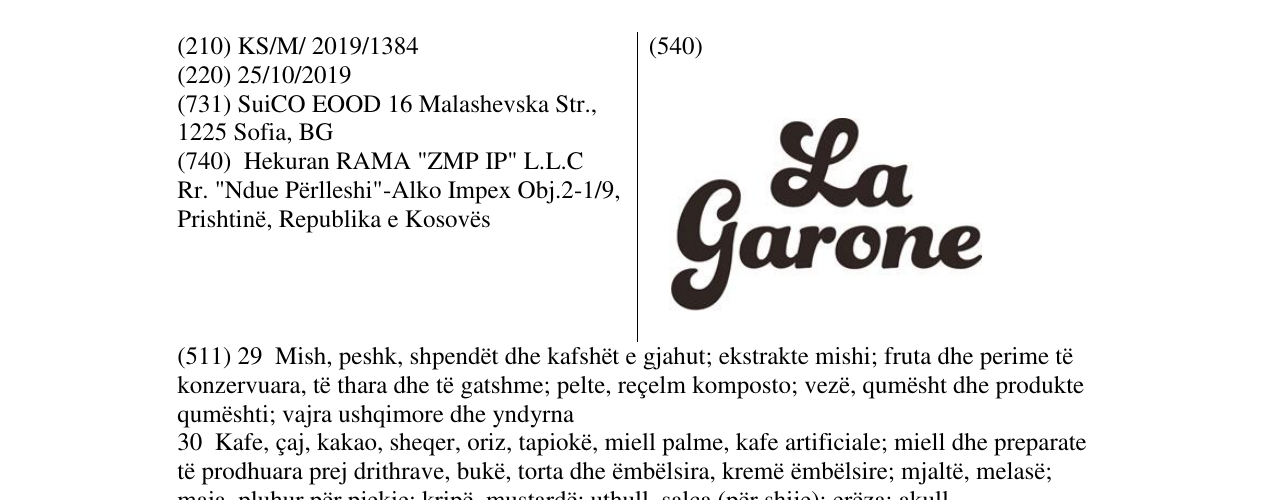 Zëri i markës LaGarone në buletin