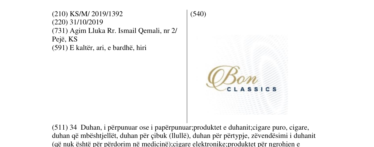 Zëri i markës Bon në buletin