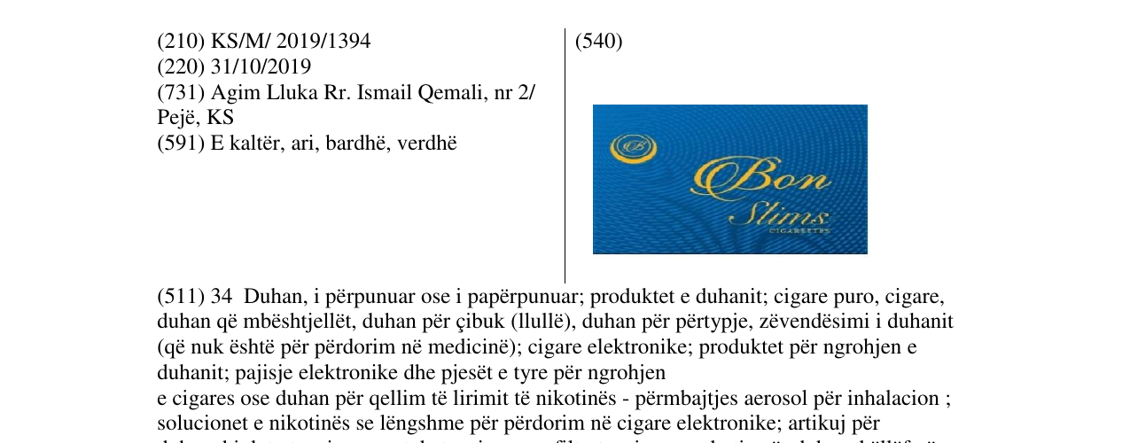 Zëri i markës Bon Slims në buletin