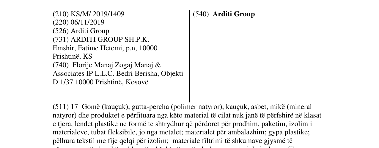 Zëri i markës Arditi Group në buletin
