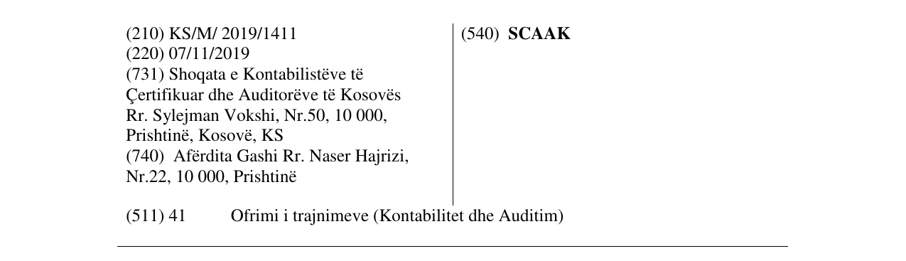Zëri i markës SCAAK në buletin