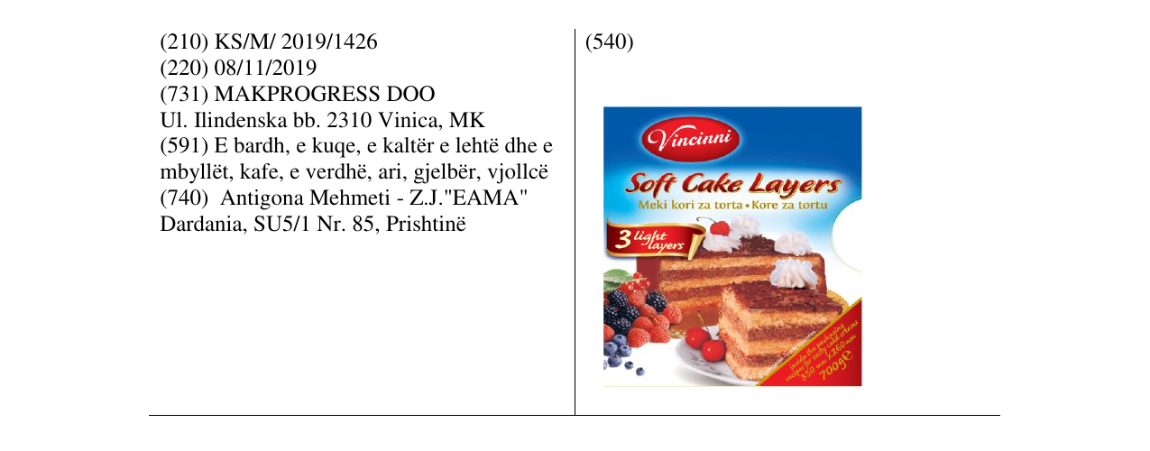Zëri i markës Vincinni në buletin