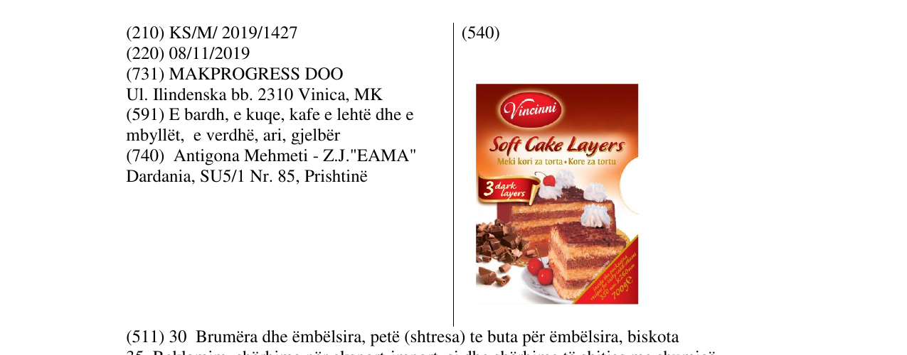 Zëri i markës Vincinni në buletin
