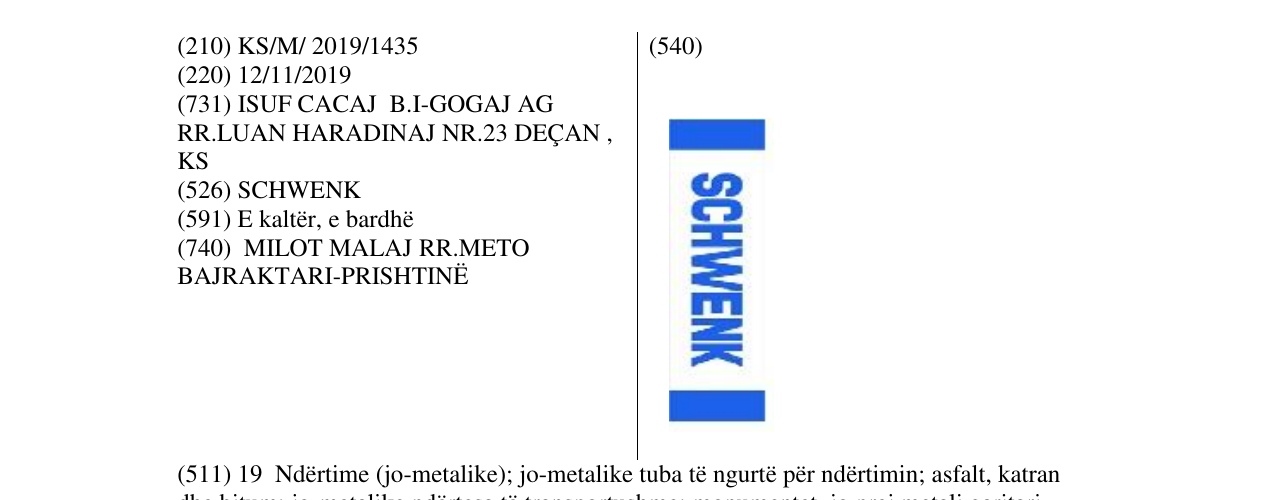 Zëri i markës SCHWENK në buletin