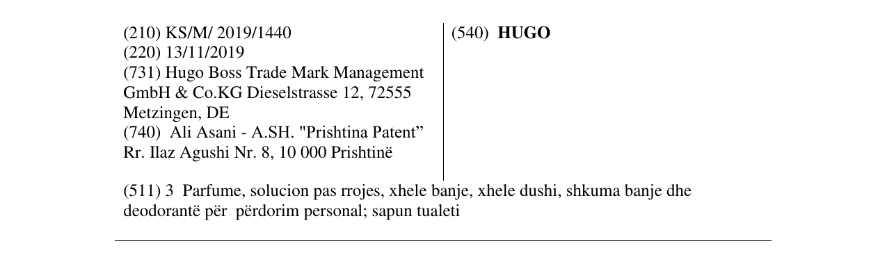 Zëri i markës HUGO në buletin