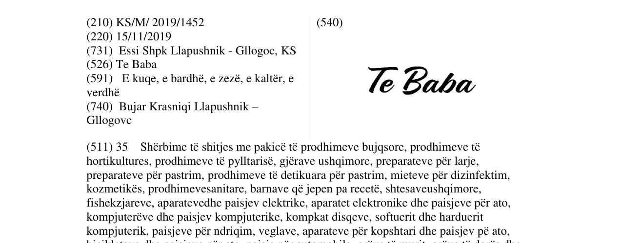 Zëri i markës Te Baba në buletin