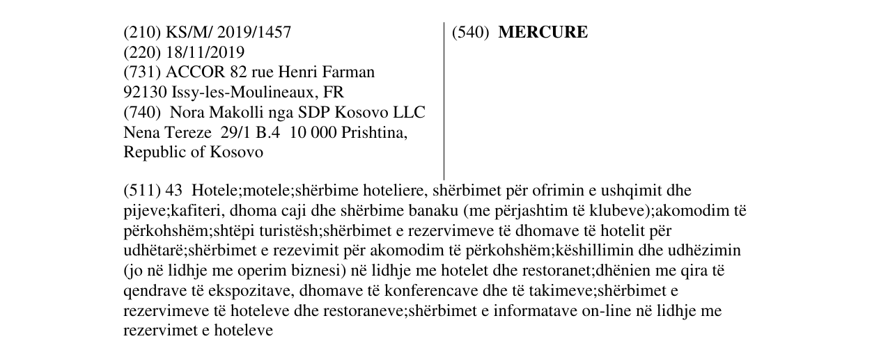 Zëri i markës MERCURE në buletin
