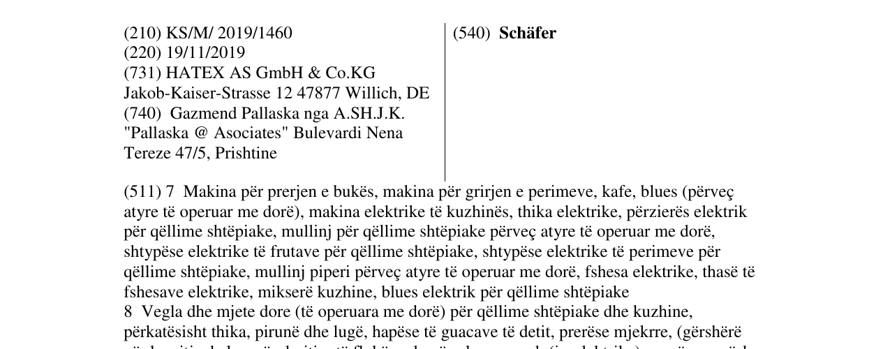 Zëri i markës Schäfer në buletin