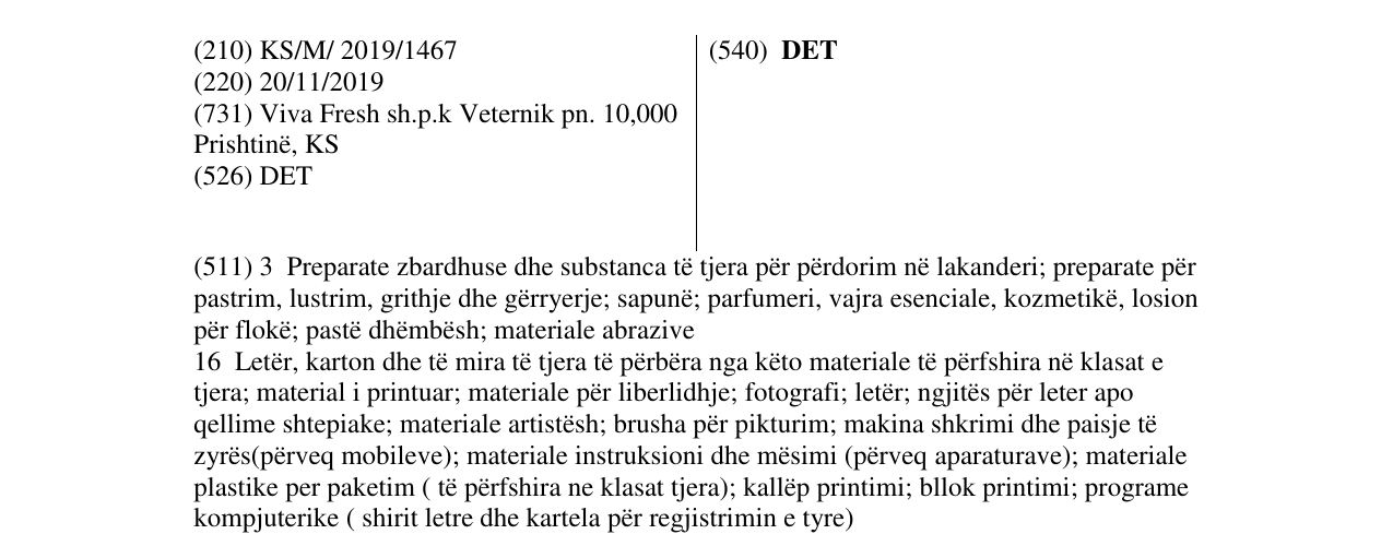 Zëri i markës DET në buletin