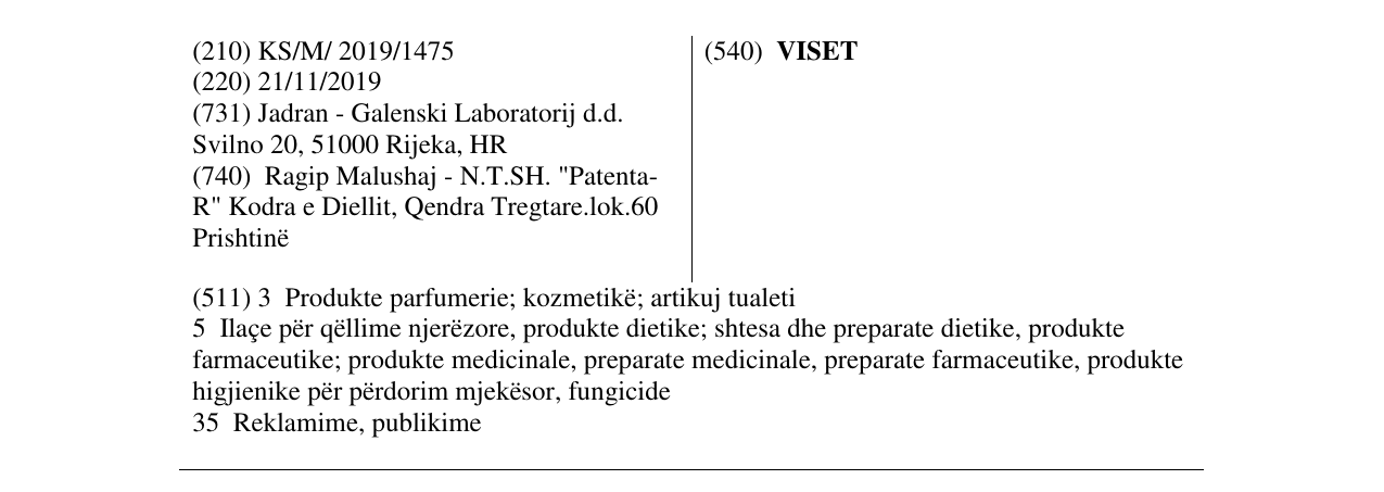 Zëri i markës VISET në buletin