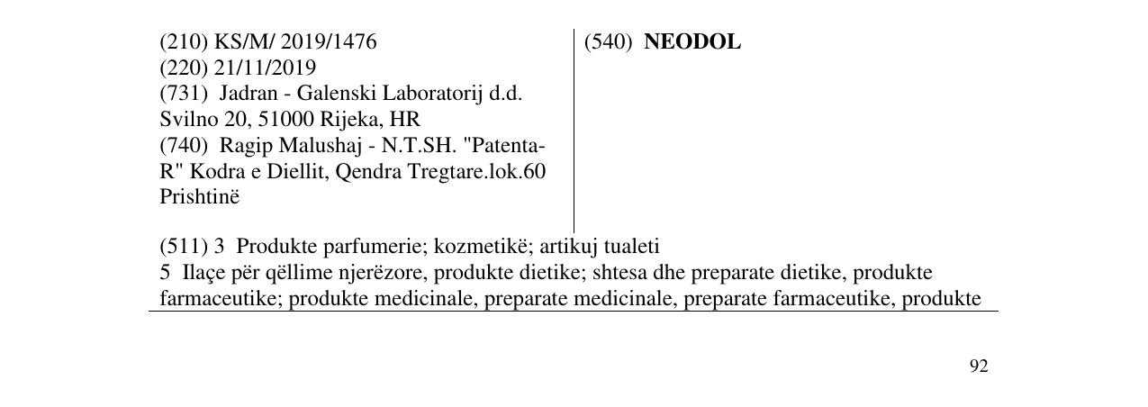 Zëri i markës NEODOL në buletin