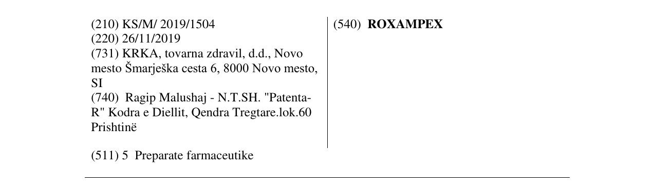 Zëri i markës ROXAMPEX në buletin