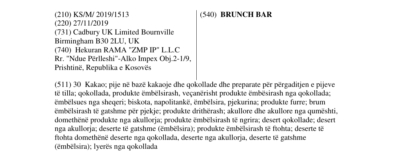 Zëri i markës BRUNCH BAR në buletin