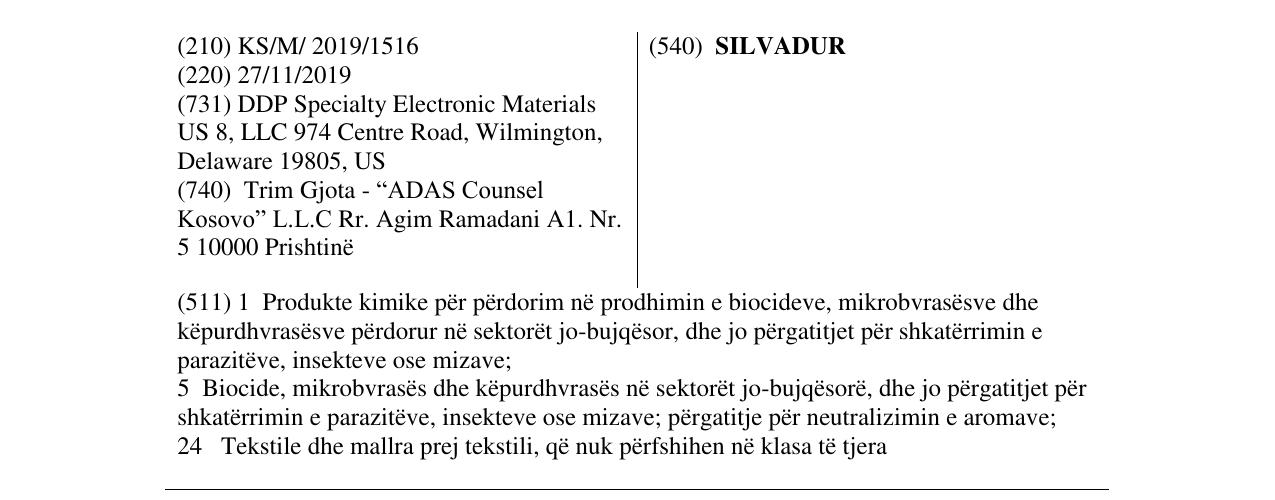 Zëri i markës SILVADUR në buletin