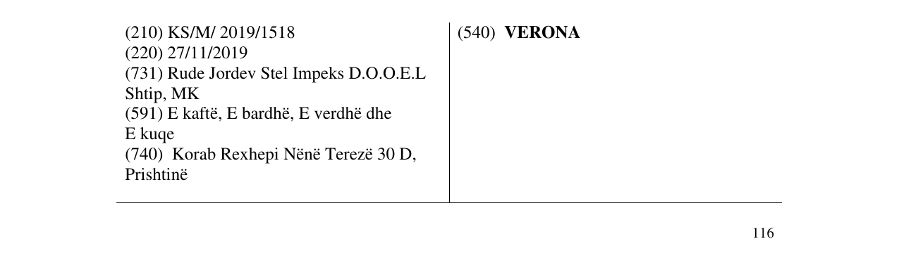Zëri i markës VERONA në buletin