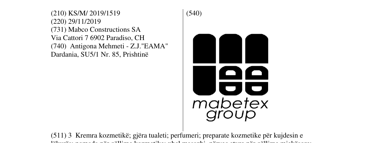 Zëri i markës mabetex group në buletin