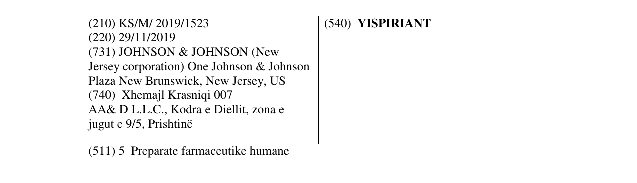 Zëri i markës YISPIRIANT në buletin