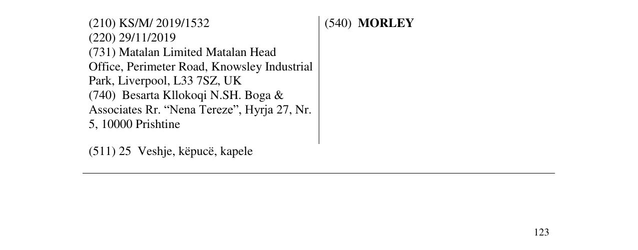 Zëri i markës MORLEY në buletin