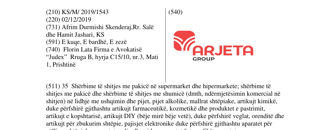 Zëri i markës ARJETA GROUP në buletin