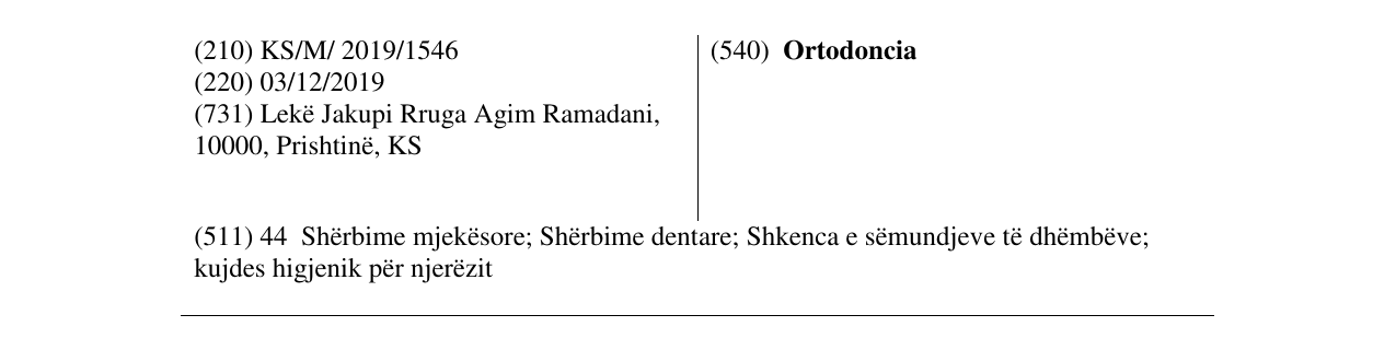 Zëri i markës Ortodoncia në buletin