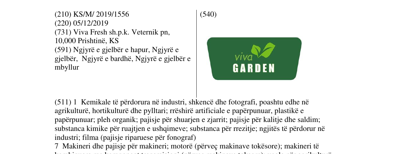 Zëri i markës viva GARDEN në buletin