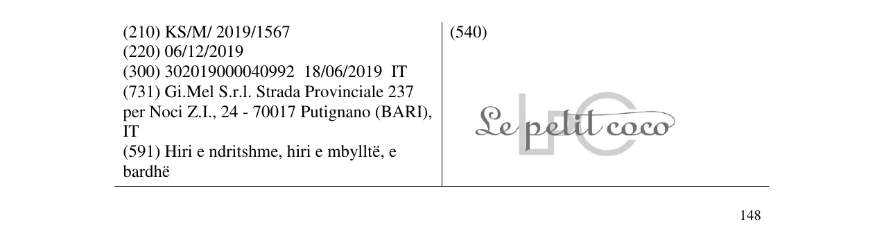 Zëri i markës Le petit coco në buletin