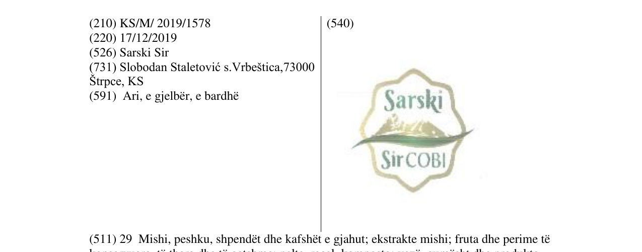 Zëri i markës Sarski në buletin