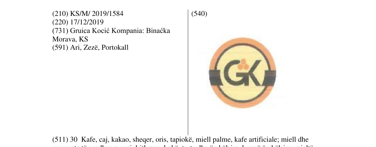 Zëri i markës GK në buletin